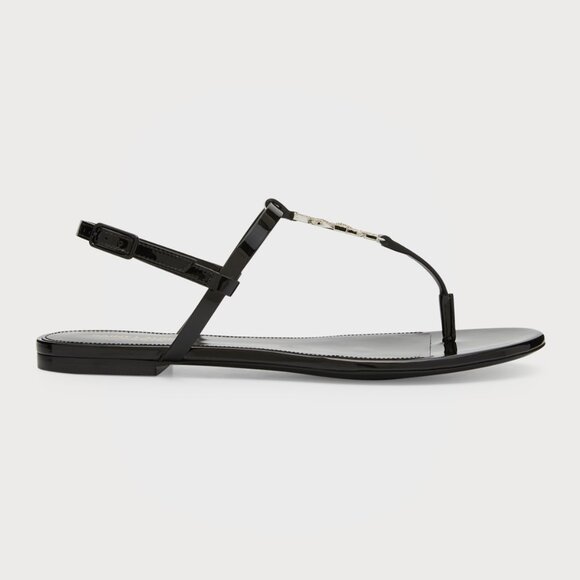 Saint Laurent Cassandra 05 Strass Crystal YSL Thong T Strap Flat Sandals - Picture 2 of 16